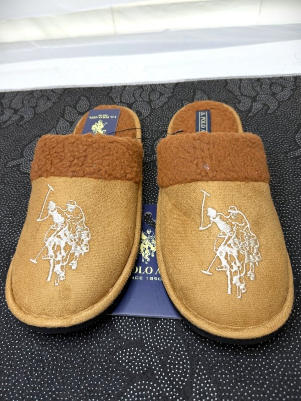 U.S. Polo Assn Brown Slip-On Slippers Men's Size 9/10